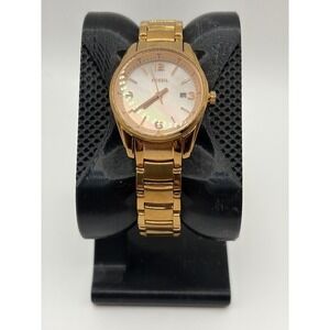 Fossil BQ1077 Wristwatch Womens 6.25" Rose Gold Mother of Pearl Date Dial